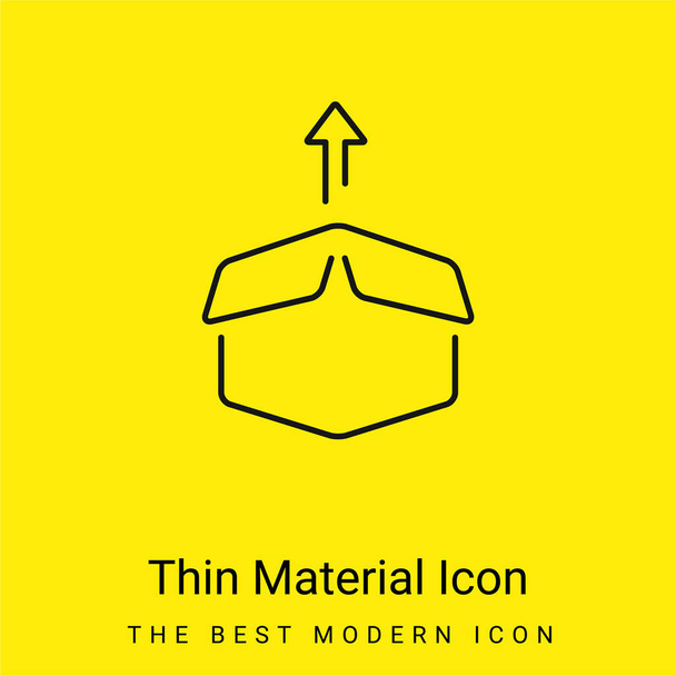 Paquet de boîte contour ultra-mince avec flèche vers le haut icône matérielle jaune vif minimale - Vecteur, image