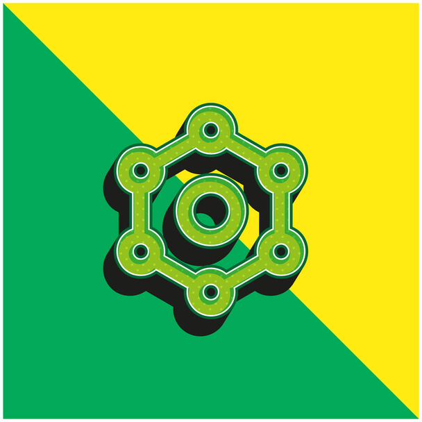 Benzene Πράσινο και κίτρινο σύγχρονο 3d διάνυσμα εικονίδιο λογότυπο - Διάνυσμα, εικόνα