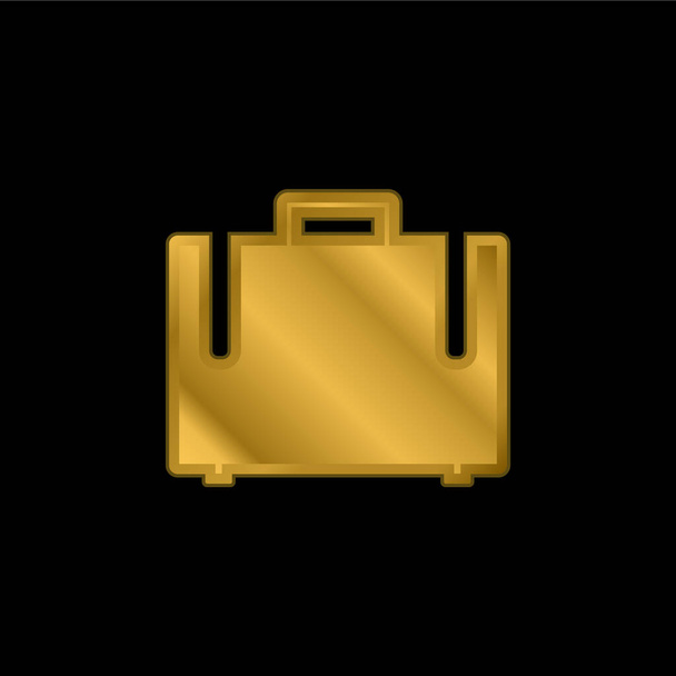 Zwarte koffer vergulde metalen icoon of logo vector - Vector, afbeelding