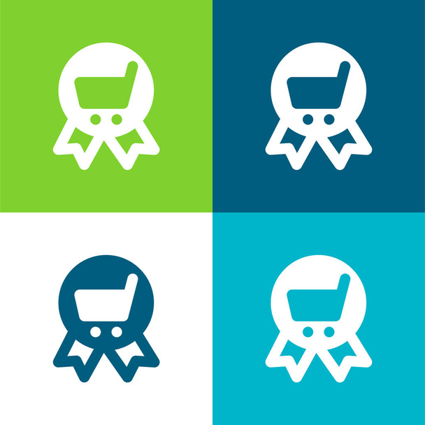 Distintivo Conjunto de ícones mínimos de quatro cores plano - Vetor, Imagem