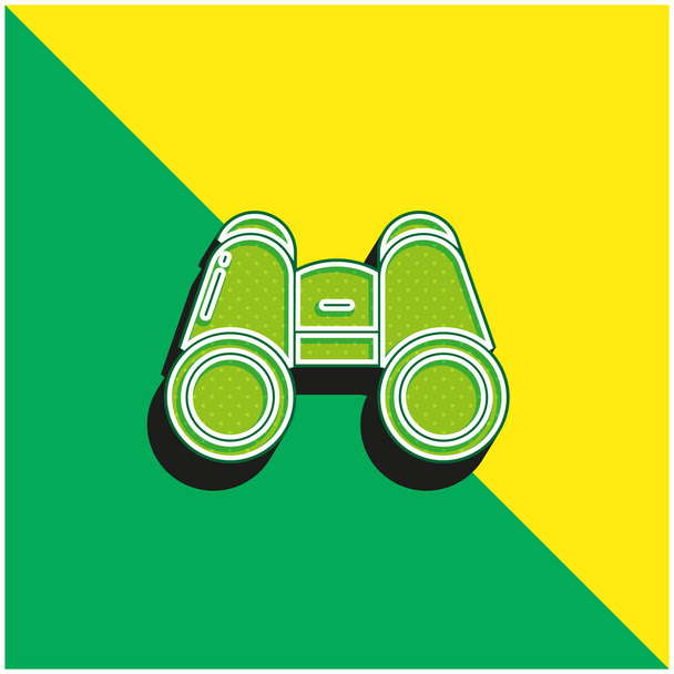 双眼鏡緑と黄色の近代的な3Dベクトルのアイコンのロゴ - ベクター画像