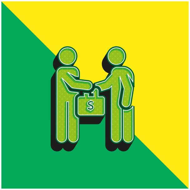 贈収賄グリーンと黄色の現代的な3Dベクトルのアイコンのロゴ - ベクター画像