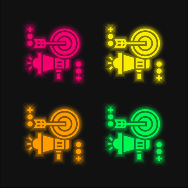 Publicidad de cuatro colores brillante icono de vectores de neón - Vector, imagen