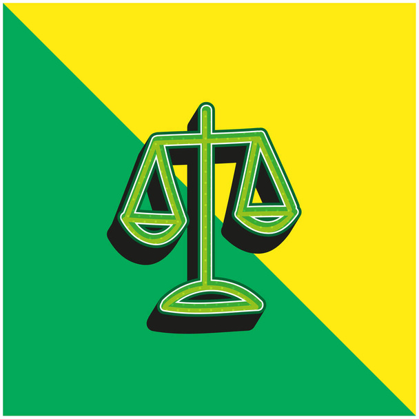 Κλίμακα Ισορροπίας Χέρι Drawn Σύμβολο Πράσινο και κίτρινο σύγχρονο 3d διάνυσμα λογότυπο εικονίδιο - Διάνυσμα, εικόνα