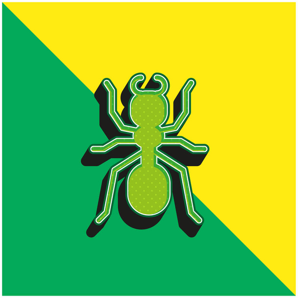 Ant Vihreä ja keltainen moderni 3d vektori kuvake logo - Vektori, kuva