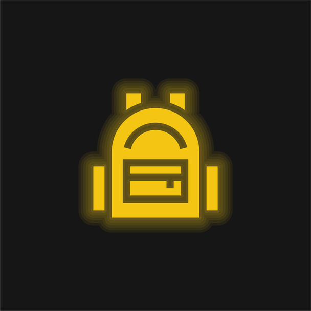 バックパック黄色輝くネオンアイコン - ベクター画像