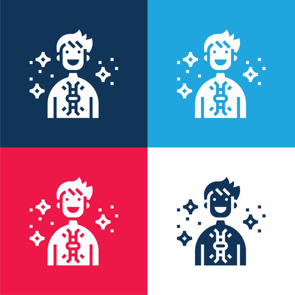 Anticuerpos azul y rojo conjunto de iconos mínimo de cuatro colores - Vector, Imagen