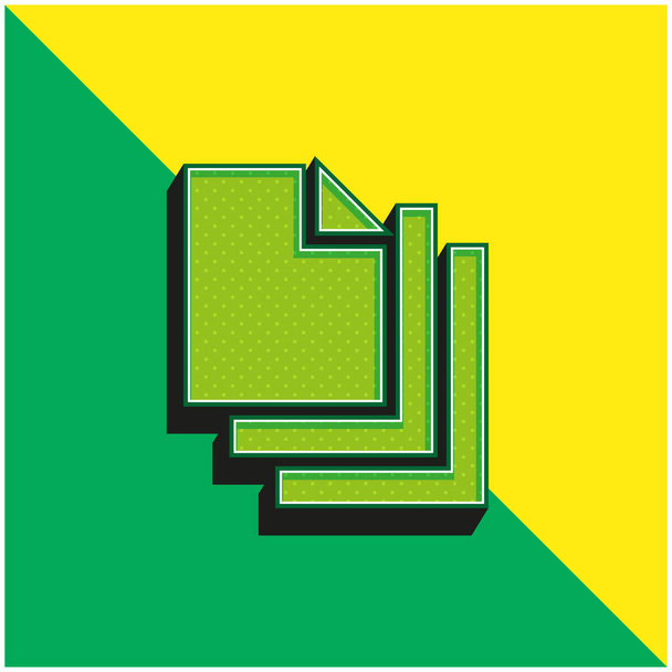 Üres oldal Zöld és sárga modern 3D vektor ikon logó - Vektor, kép