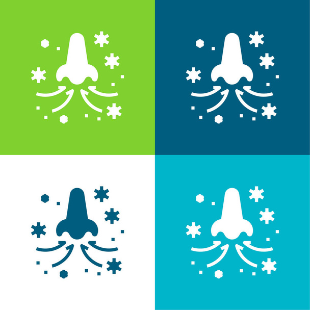 Respiração Plano quatro cores conjunto de ícones mínimos - Vetor, Imagem