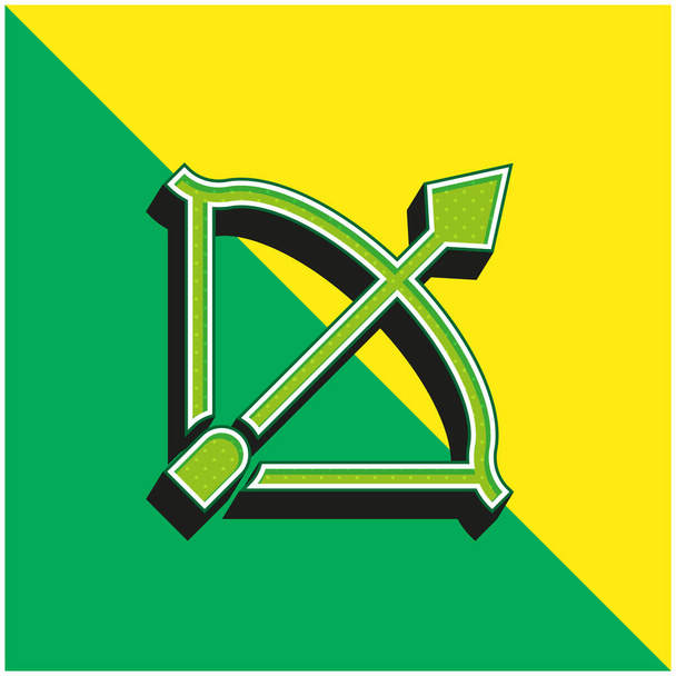 Tiro con arco verde y amarillo moderno 3d vector icono logo - Vector, imagen