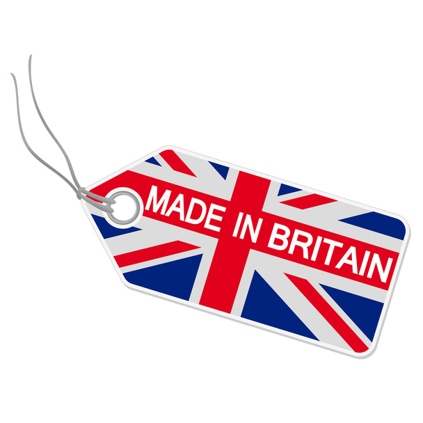 hangtag met gemaakt in Groot-Brittannië - Vector, afbeelding