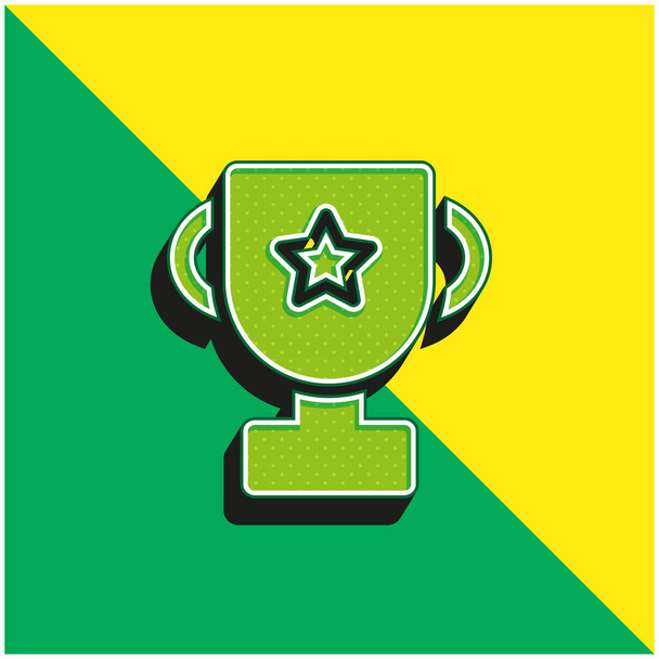 Premio Logo icona vettoriale 3D moderna verde e gialla - Vettoriali, immagini