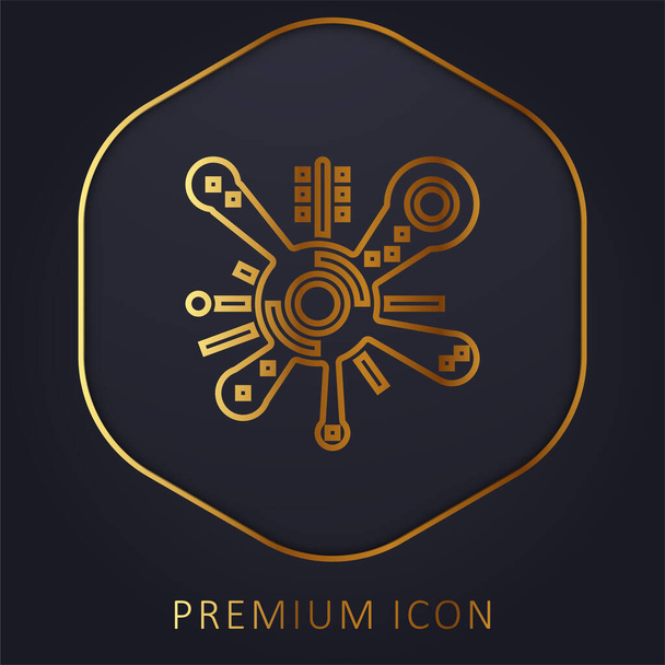Bacterias línea dorada logotipo premium o icono - Vector, Imagen
