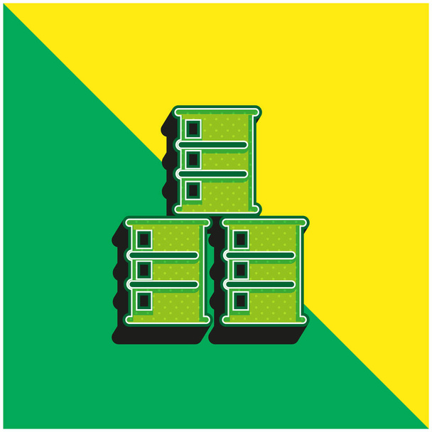 Fässer Grünes und gelbes modernes 3D-Vektorsymbol-Logo - Vektor, Bild