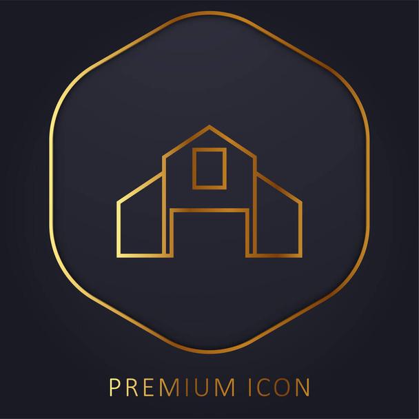 Gran granero línea de oro logotipo premium o icono - Vector, imagen