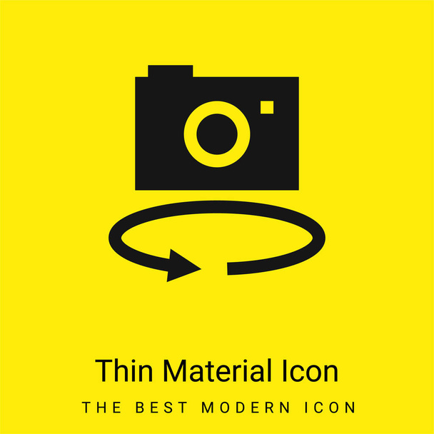 360 Cámara mínima icono de material amarillo brillante - Vector, Imagen