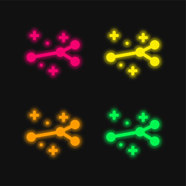 Nuoli neljä väriä hehkuva neon vektori kuvake - Vektori, kuva
