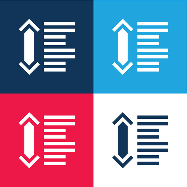 Tussen blauw en rood minimaal vier kleuren icoon set - Vector, afbeelding