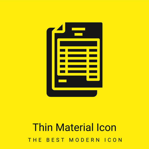 Déclaration de la banque icône matérielle jaune vif minimale - Vecteur, image