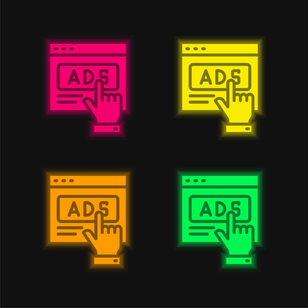 Mainonta neljä väriä hehkuva neon vektori kuvake - Vektori, kuva
