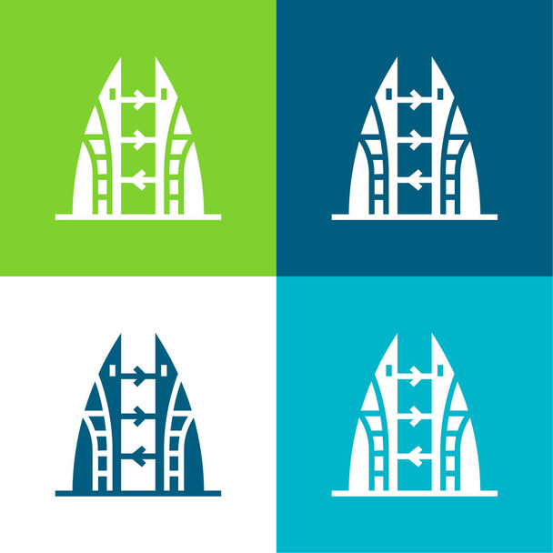 BBahrain Flat чотири кольори мінімальний набір ікон - Вектор, зображення