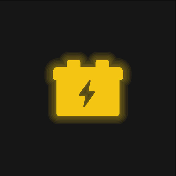 Batería amarillo brillante icono de neón - Vector, imagen