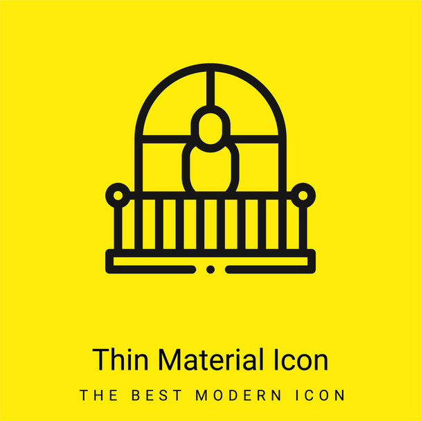 Balcón mínimo icono de material amarillo brillante - Vector, Imagen