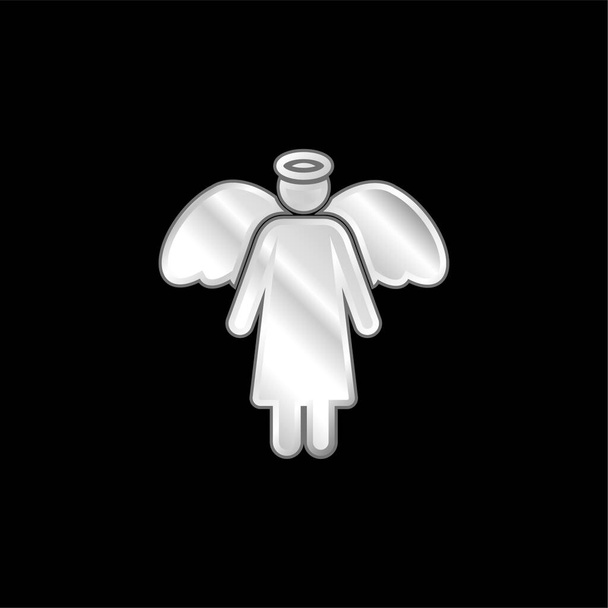 天使の銀メッキ金属アイコン - ベクター画像
