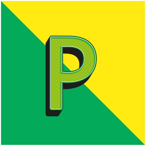 Botswana Pula Para Birimi İşareti Yeşil ve Sarı 3D vektör simgesi logosu - Vektör, Görsel