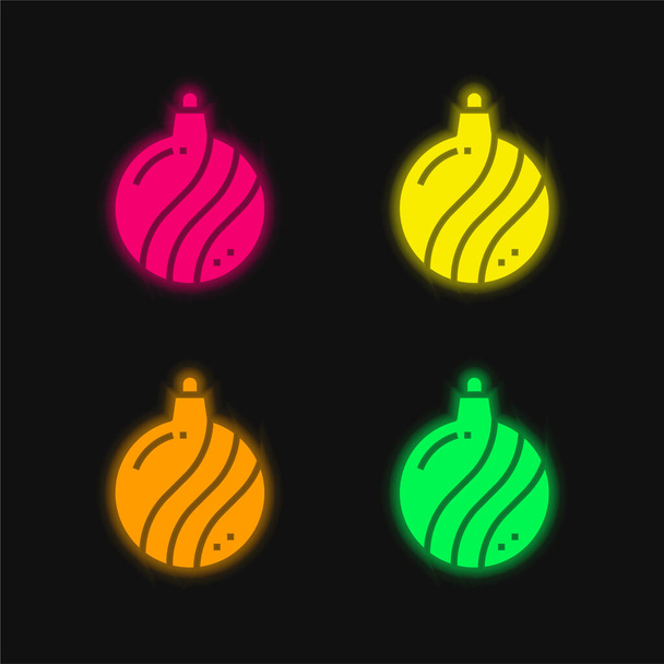 Cetka čtyři barvy zářící neonový vektor ikona - Vektor, obrázek
