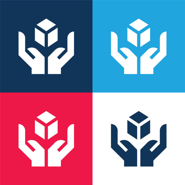 Box blue and red four color minimal icon set - Vector, Image