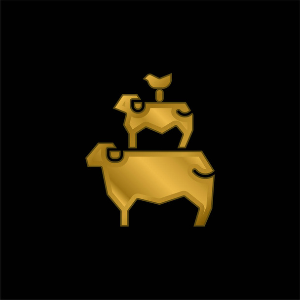 Animals gold plated metalic icon or logo vector - Vector, Image