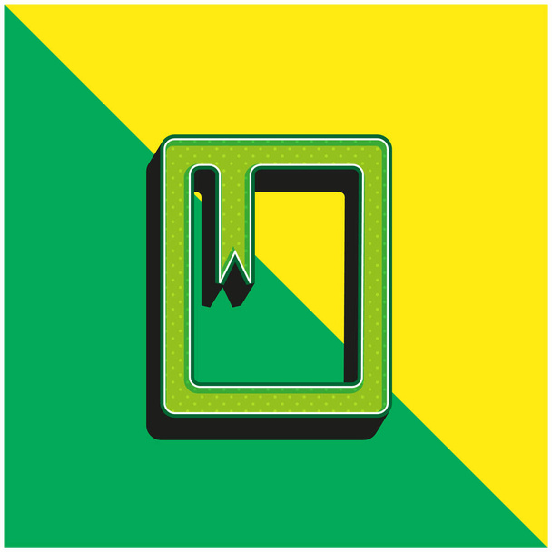 Book With Bookmark Green and yellow modern 3d vector icon logo - Vector, Image