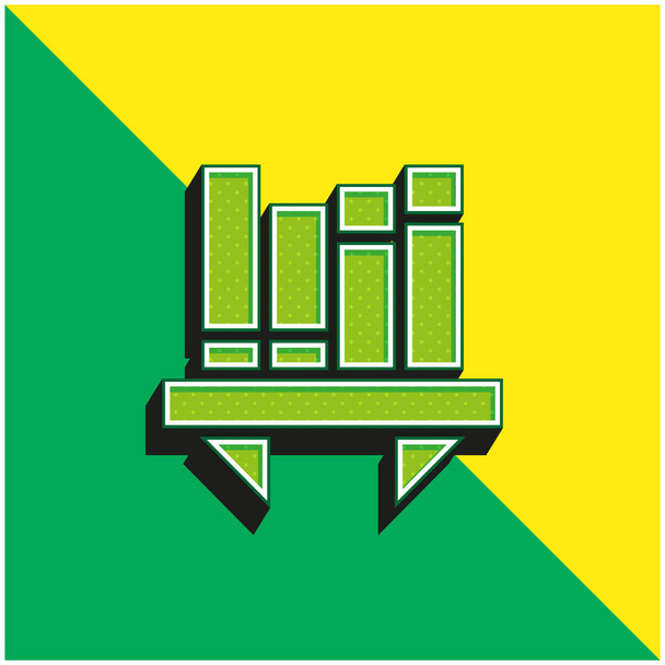 Könyvespolc Zöld és sárga modern 3D vektor ikon logó - Vektor, kép