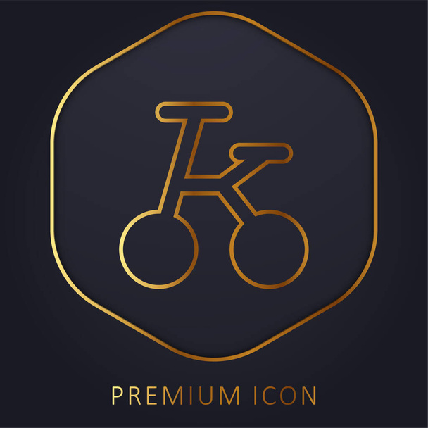 Логотип или иконка золотой линии велосипеда - Вектор,изображение