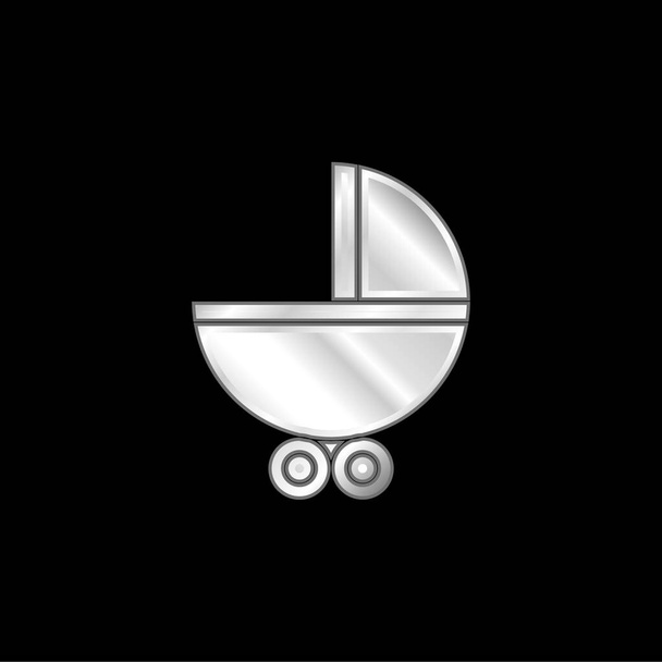 Bebé de transporte con ruedas plateado icono metálico - Vector, imagen