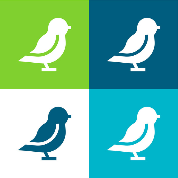 Madár lapos négy szín minimális ikon készlet - Vektor, kép