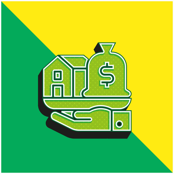 Προσόν Πράσινο και κίτρινο σύγχρονο 3d διάνυσμα εικονίδιο λογότυπο - Διάνυσμα, εικόνα