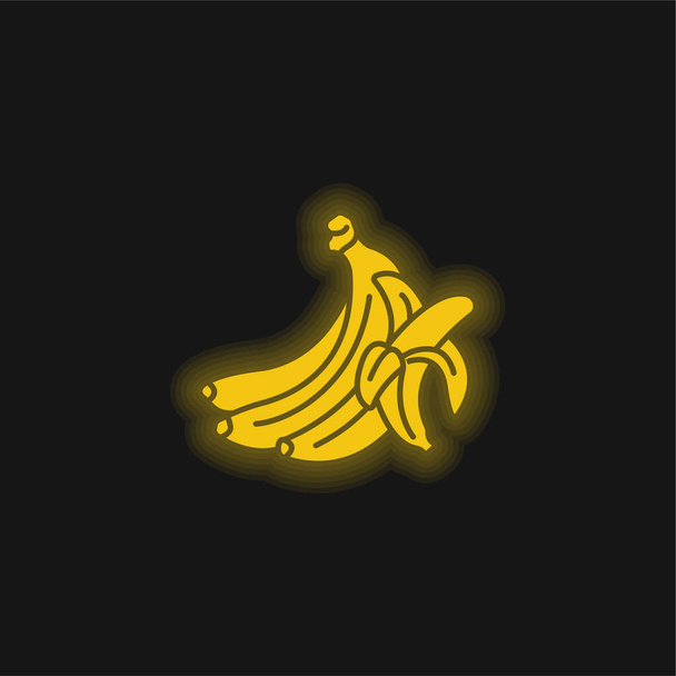 Banana yellow glowing neon icon - Vector, Image