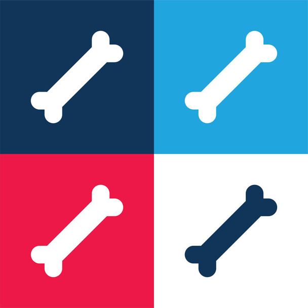 Hueso azul y rojo conjunto de iconos mínimo de cuatro colores - Vector, Imagen