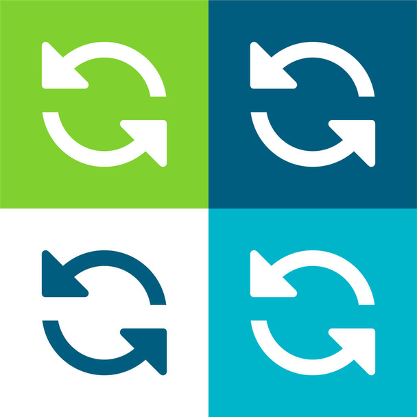 Coppia frecce in senso antiorario Simbolo rotante piatto quattro colori icona minima impostata - Vettoriali, immagini