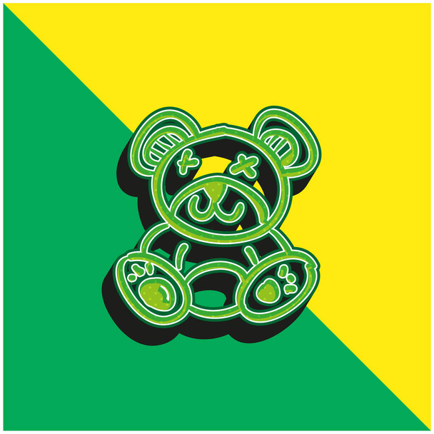 Bear Toy Grünes und gelbes modernes 3D-Vektorsymbol-Logo - Vektor, Bild