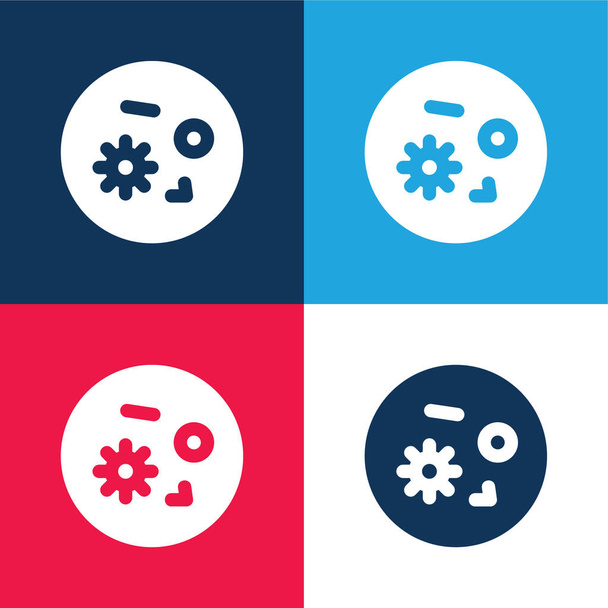 Bactérias azul e vermelho quatro cores conjunto de ícones mínimos - Vetor, Imagem