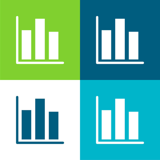 Gráfico de barras Conjunto de iconos mínimo de cuatro colores - Vector, imagen