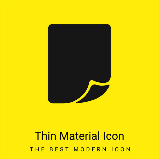 Blank Page Folded Corner minimal bright yellow material icon - Vector, Image