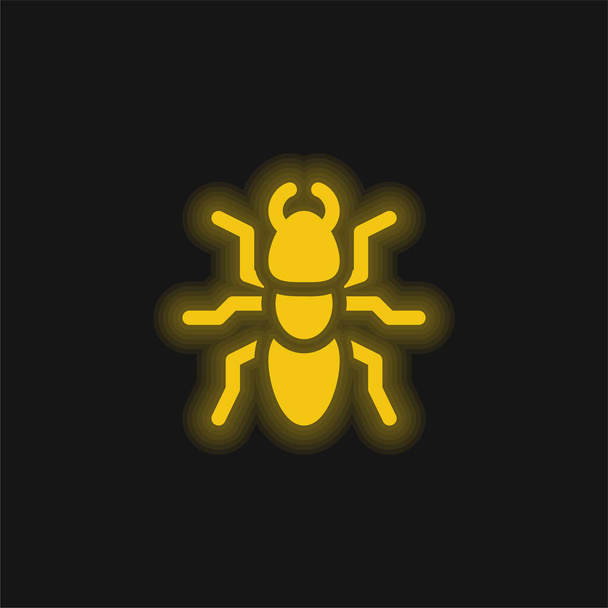 アリ黄色の輝くネオンアイコン - ベクター画像