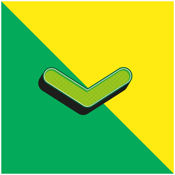 Hoek Arrow Pointing Down Groen en geel modern 3D vector pictogram logo - Vector, afbeelding