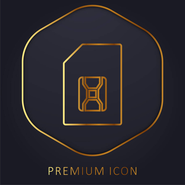 Big SIM Card golden line premium logo or icon - Vector, Image