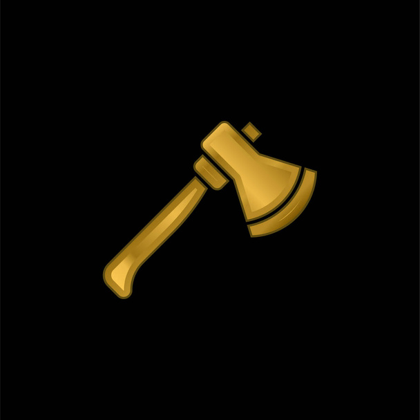Axe gold plated metalic icon or logo vector - Vector, Image