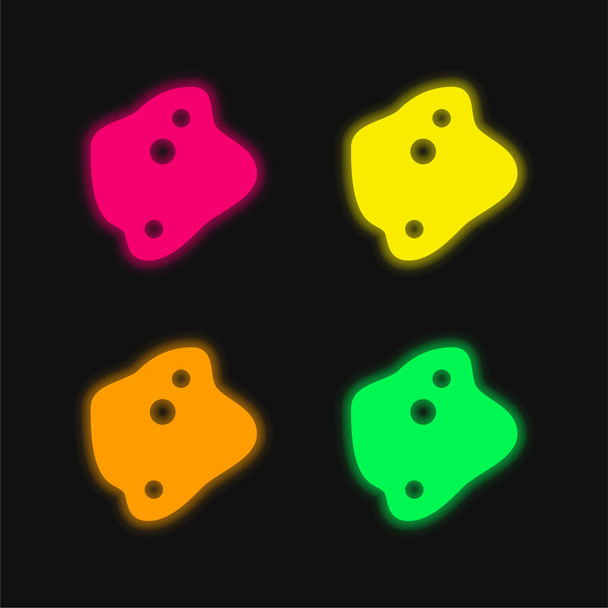 Amőba négy színű izzó neon vektor ikon - Vektor, kép